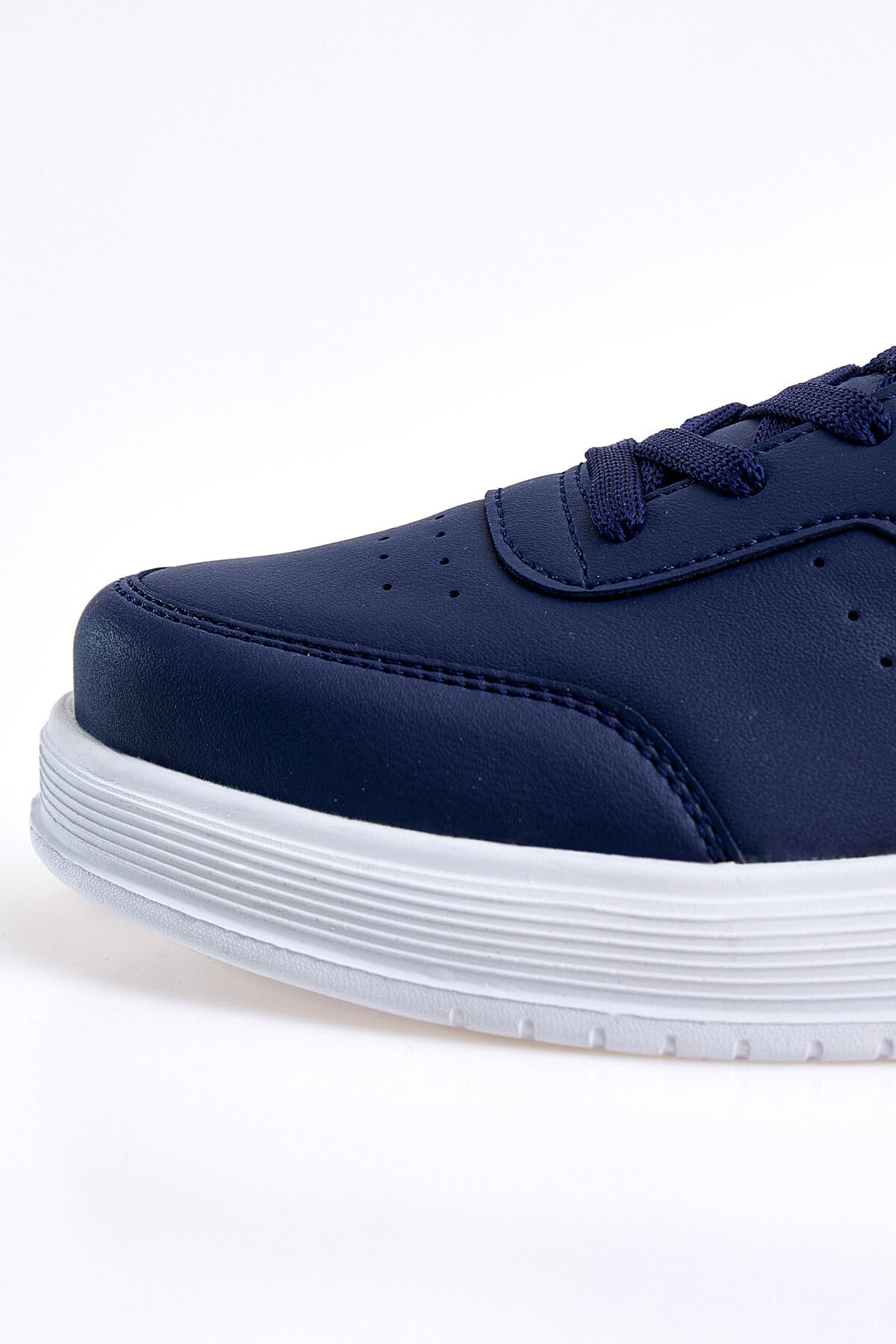 Navy Blue Laced High Sole PU Leather Men's Sports Shoes - 89132
