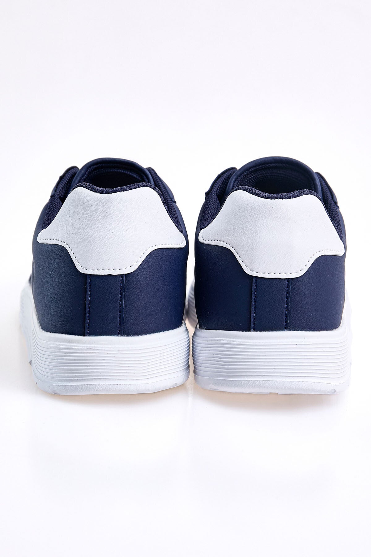 Navy Blue Laced High Sole PU Leather Men's Sports Shoes - 89132