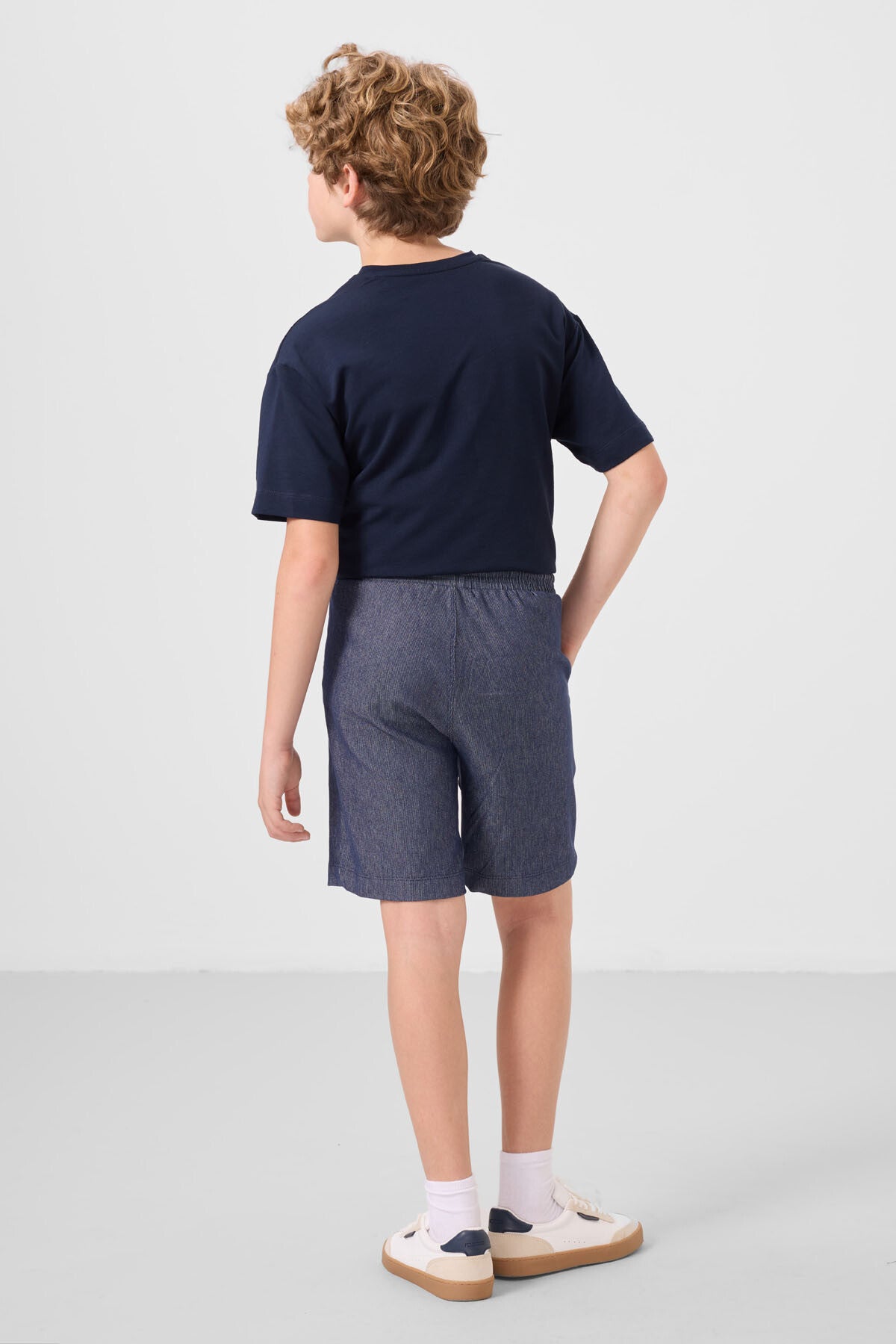 Nacy-Coat Cotton Oversize Fit Weaving Lightweight Flexible Chino Boy Shorts Set - 11276