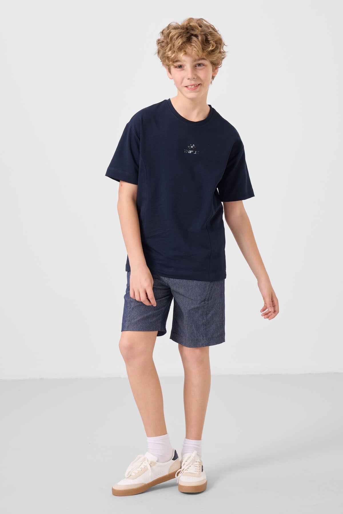 Nacy-Coat Cotton Oversize Fit Weaving Lightweight Flexible Chino Boy Shorts Set - 11276