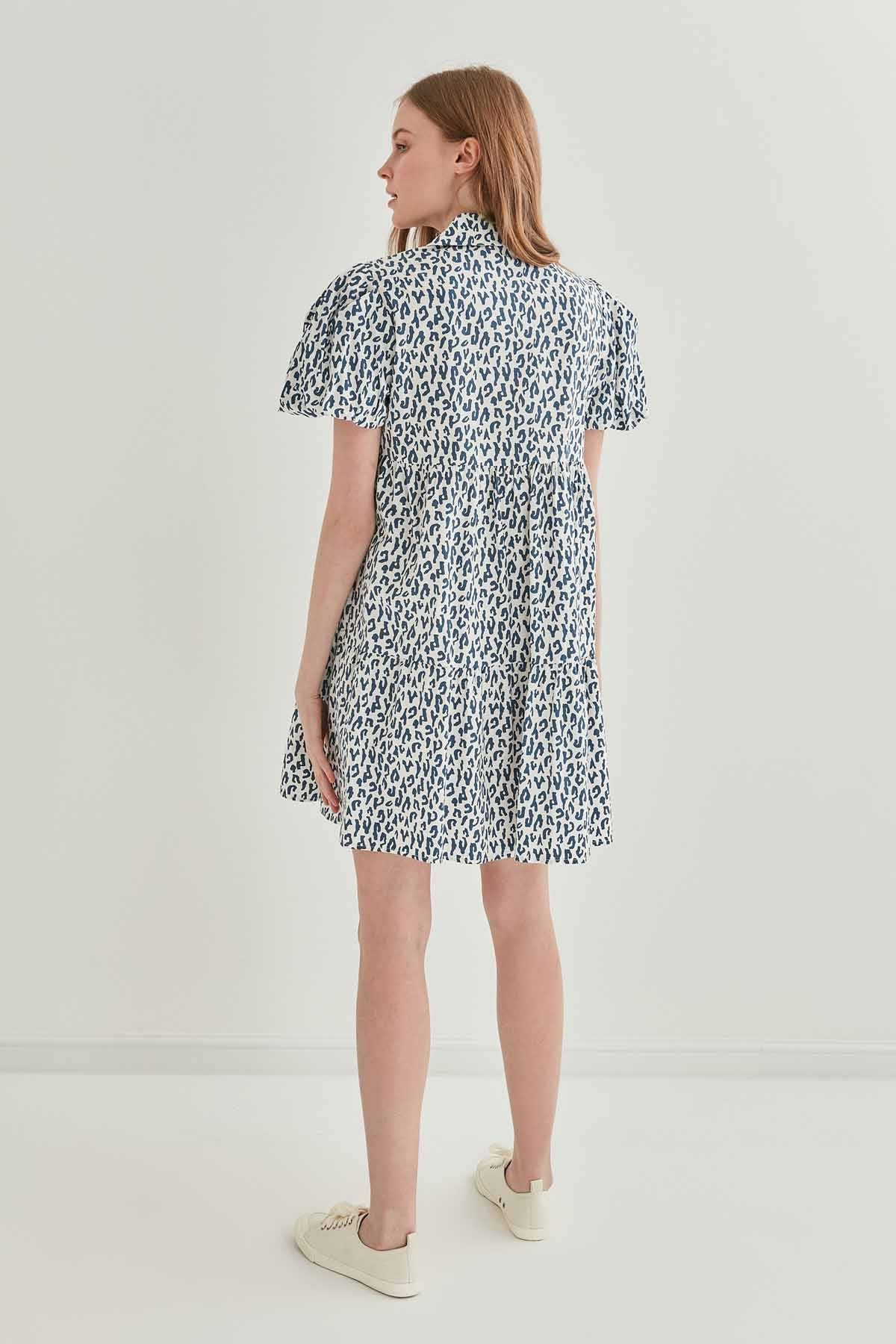 LEOPARD PATTERN FRONT BUTTON WIDE CUT DRESS