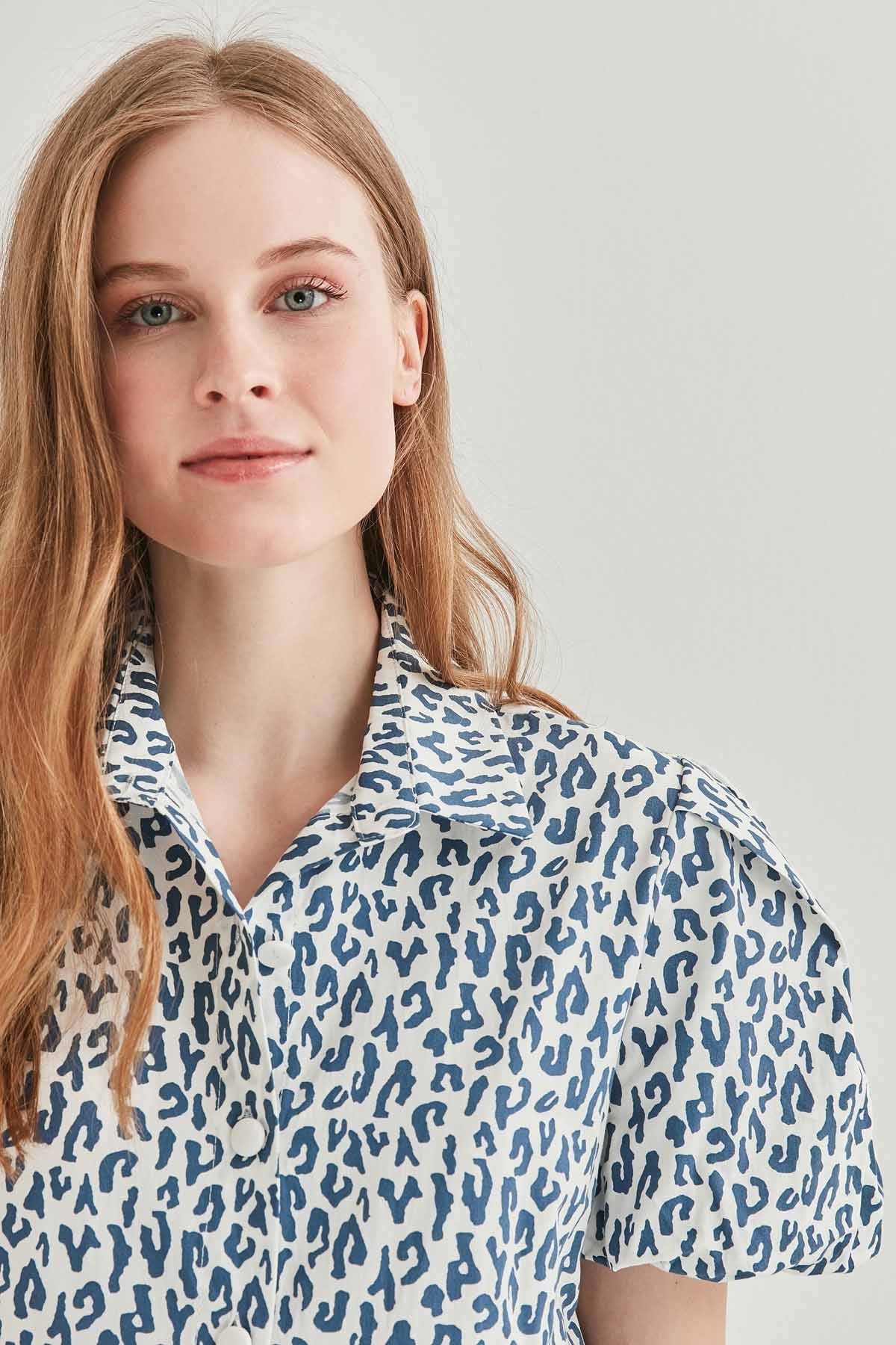 LEOPARD PATTERN FRONT BUTTON WIDE CUT DRESS