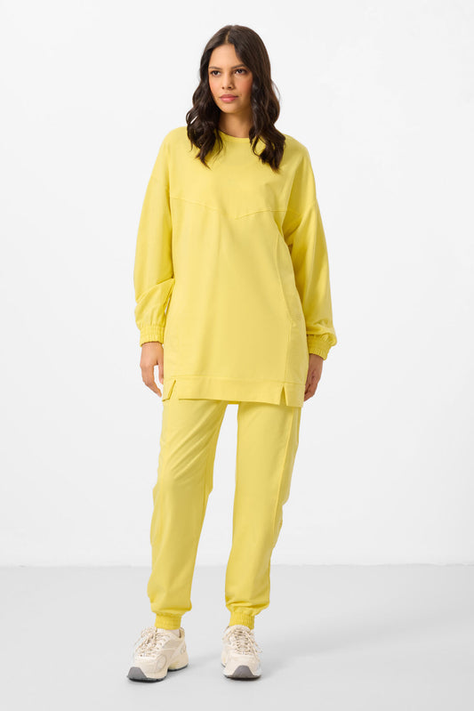 Lemon O Collar Basic Oversize Women's Tracksuit Tunic Set - 95347