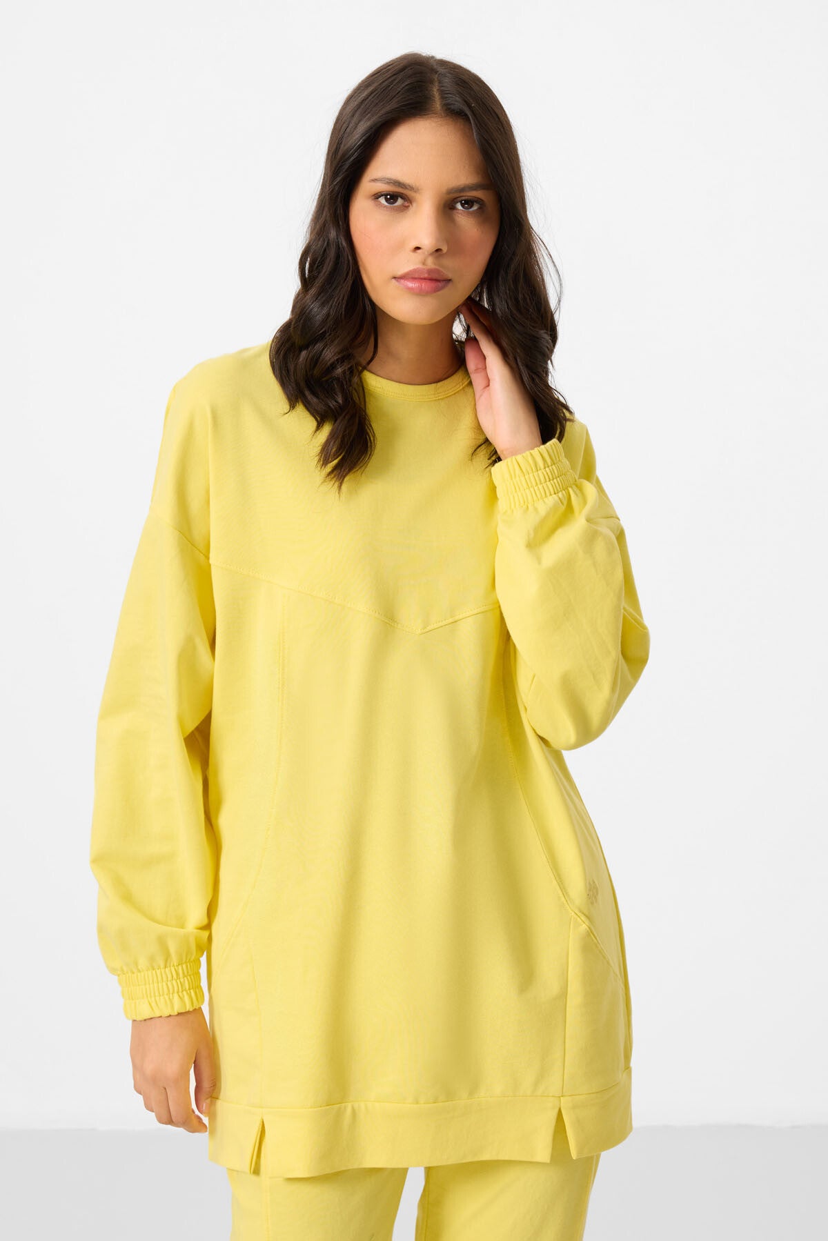 Lemon O Collar Basic Oversize Women's Tracksuit Tunic Set - 95347