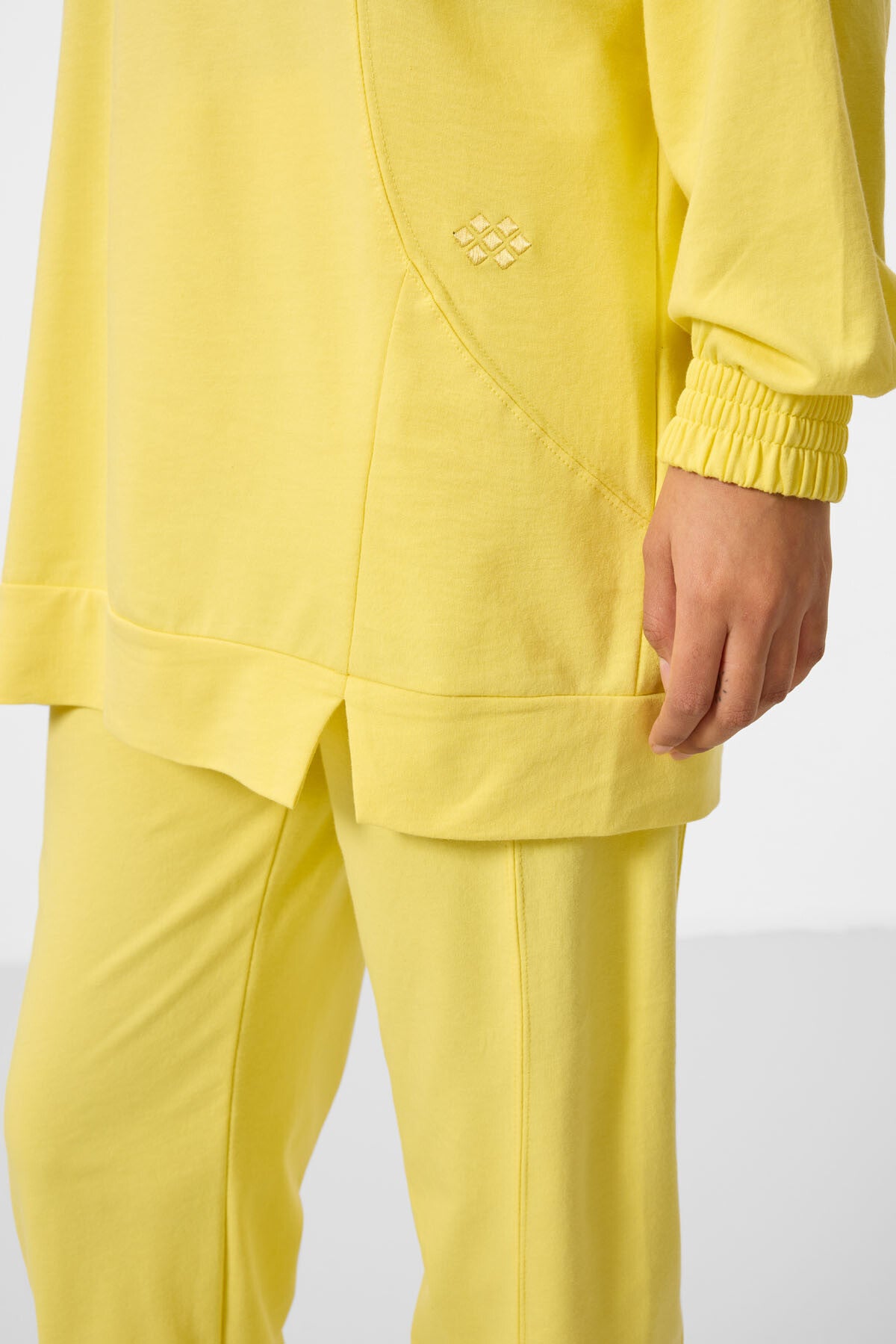 Lemon O Collar Basic Oversize Women's Tracksuit Tunic Set - 95347