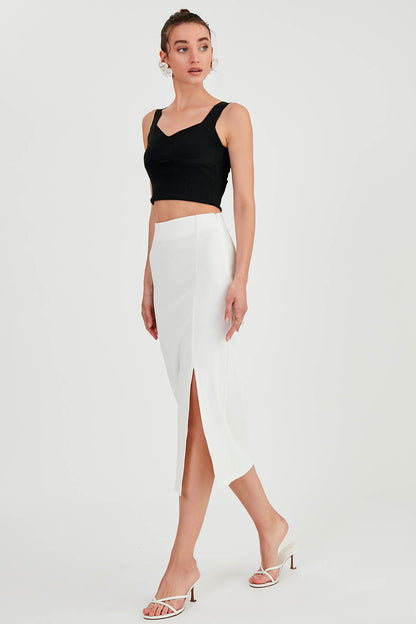 MIDI HEIGHT SKIRT WITH SPLIT