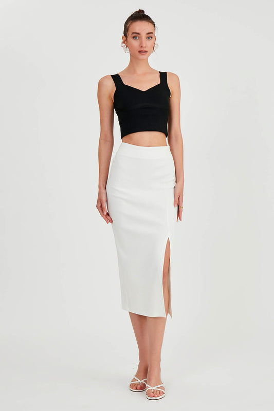 MIDI HEIGHT SKIRT WITH SPLIT