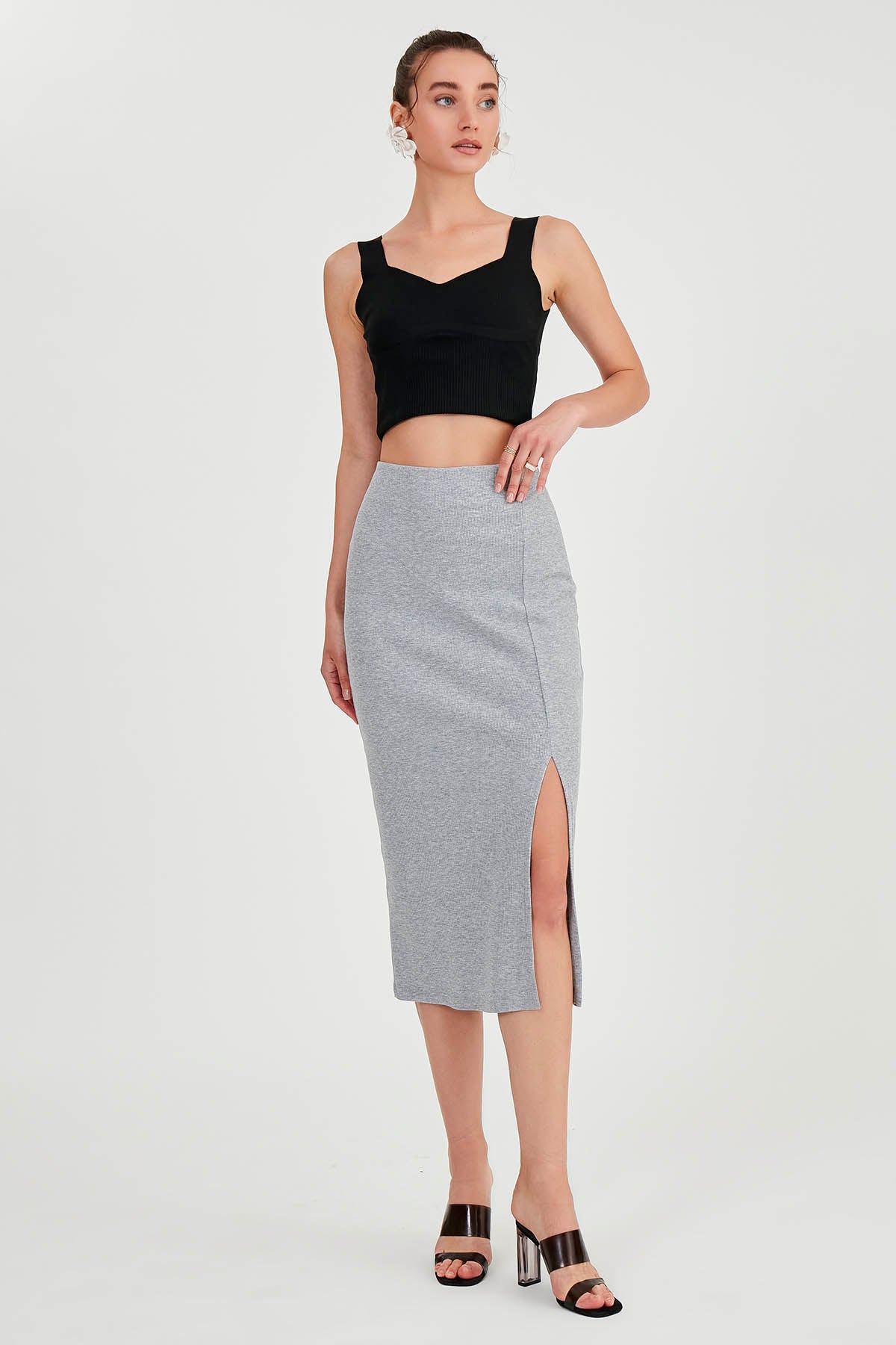 MIDI HEIGHT SKIRT WITH SPLIT