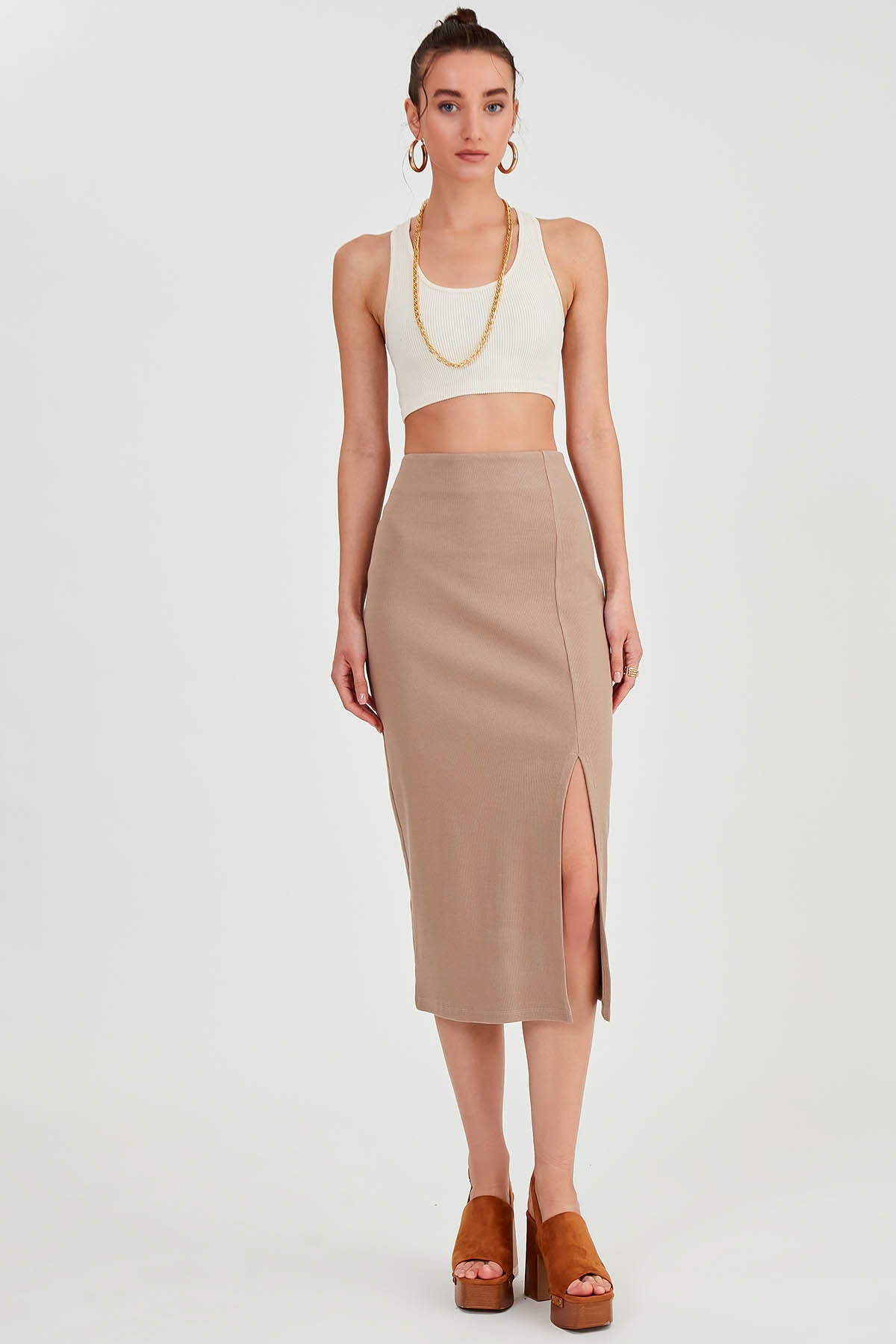 MIDI HEIGHT SKIRT WITH SPLIT