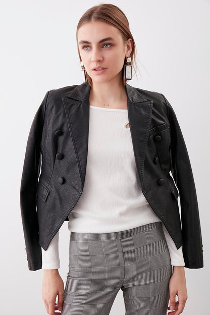 SHOULDER DETAILED WIDE COLLAR BLOUSE