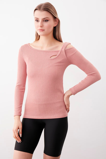 SHOULDER DETAILED WIDE COLLAR BLOUSE