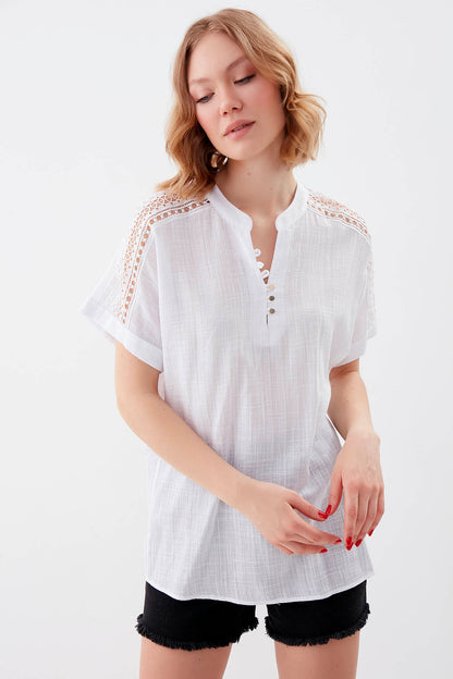 VISCOSE LINEN BLOUSE
