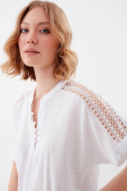 VISCOSE LINEN BLOUSE