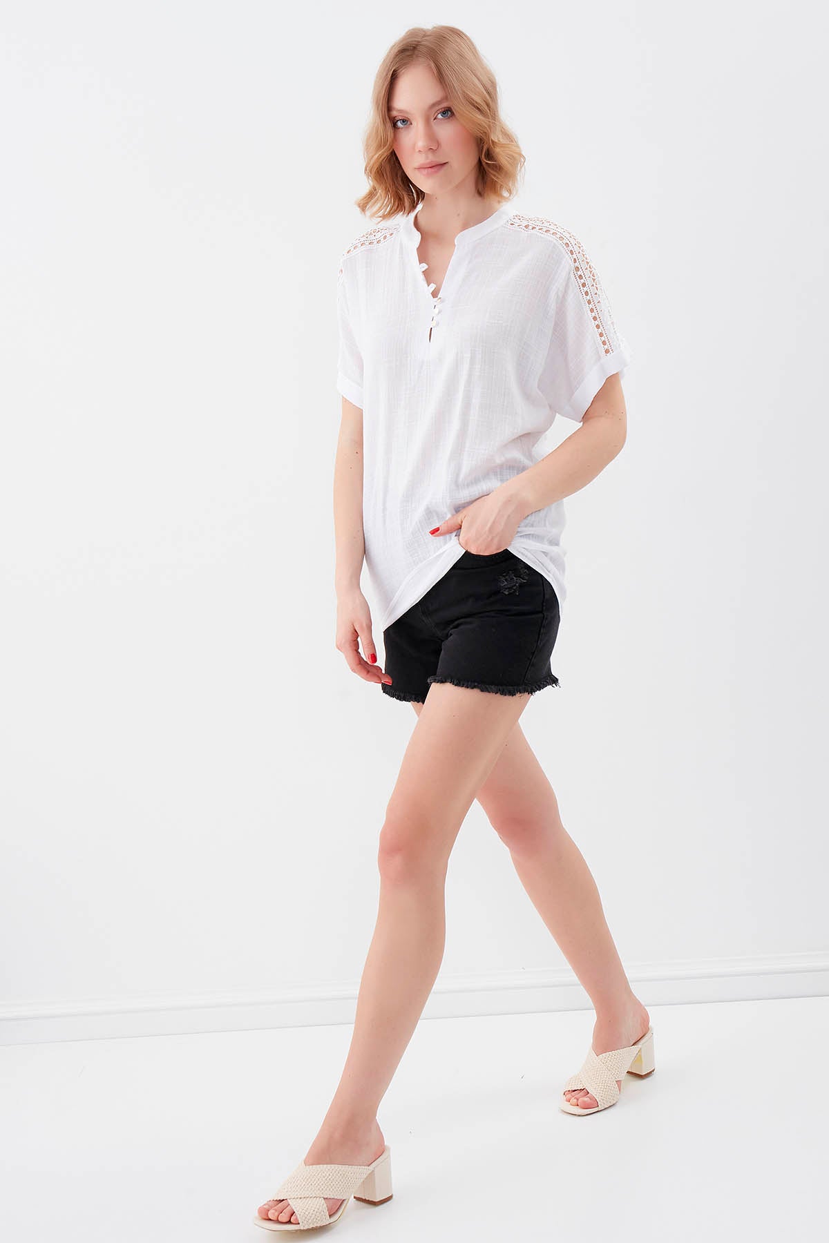 VISCOSE LINEN BLOUSE