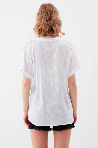 VISCOSE LINEN BLOUSE