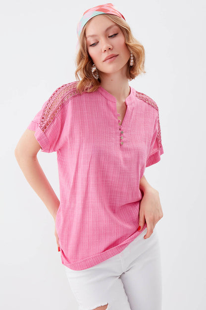 VISCOSE LINEN BLOUSE