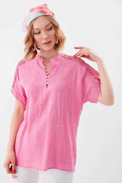 VISCOSE LINEN BLOUSE