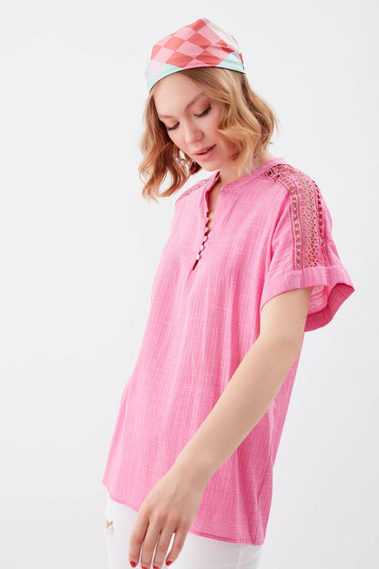 VISCOSE LINEN BLOUSE