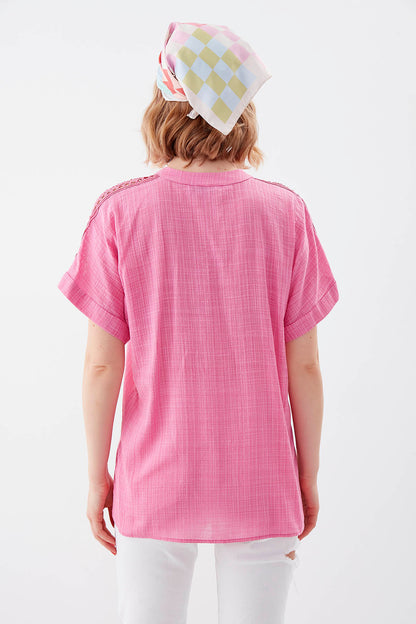 VISCOSE LINEN BLOUSE