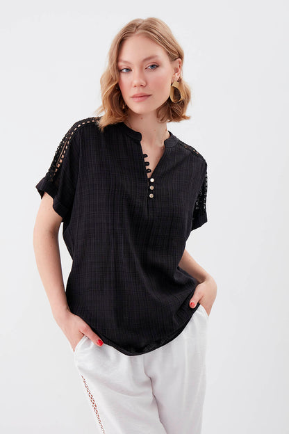 VISCOSE LINEN BLOUSE