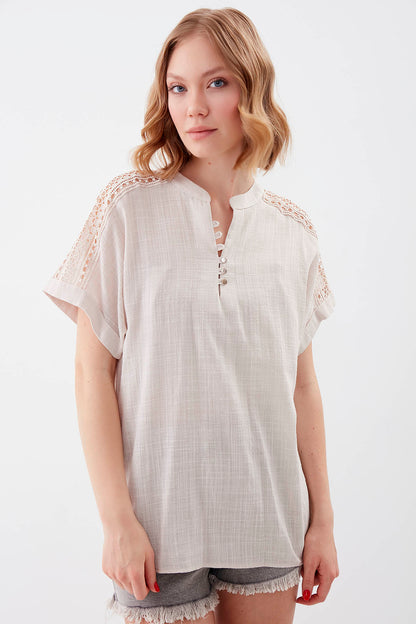 VISCOSE LINEN BLOUSE