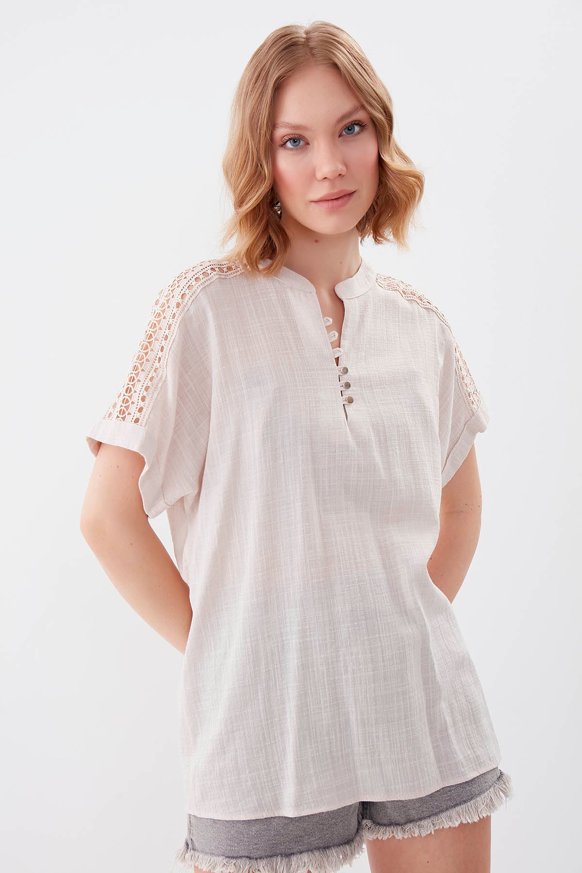 VISCOSE LINEN BLOUSE