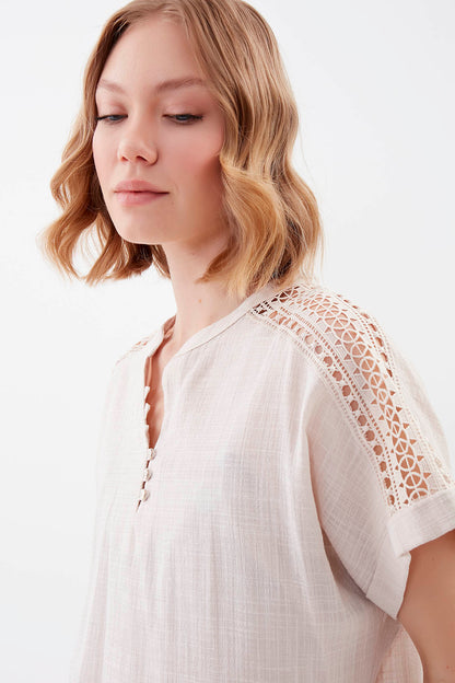 VISCOSE LINEN BLOUSE