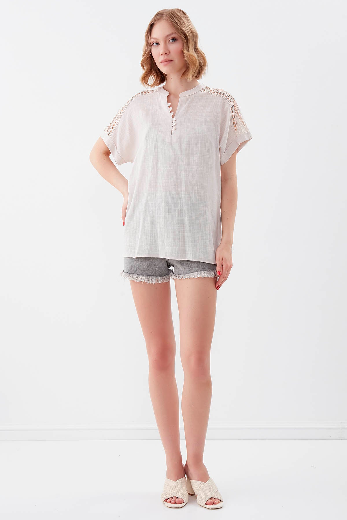 VISCOSE LINEN BLOUSE