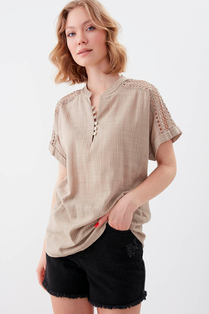 VISCOSE LINEN BLOUSE