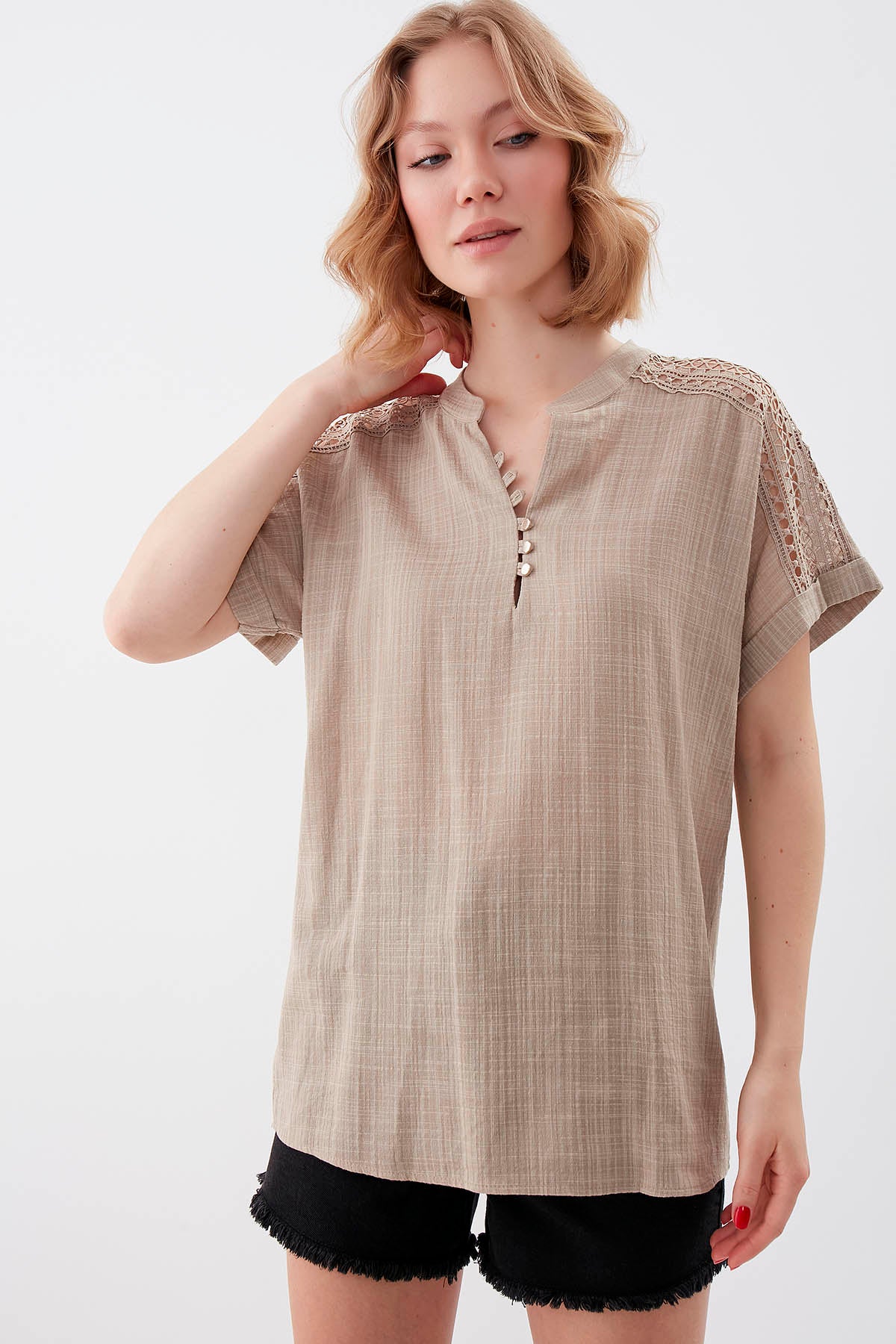 VISCOSE LINEN BLOUSE