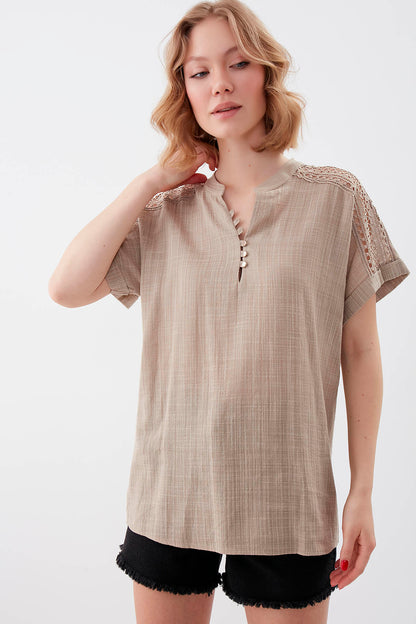 VISCOSE LINEN BLOUSE