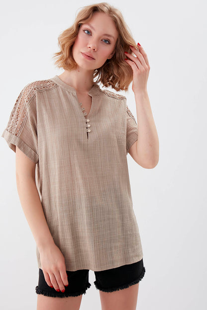 VISCOSE LINEN BLOUSE