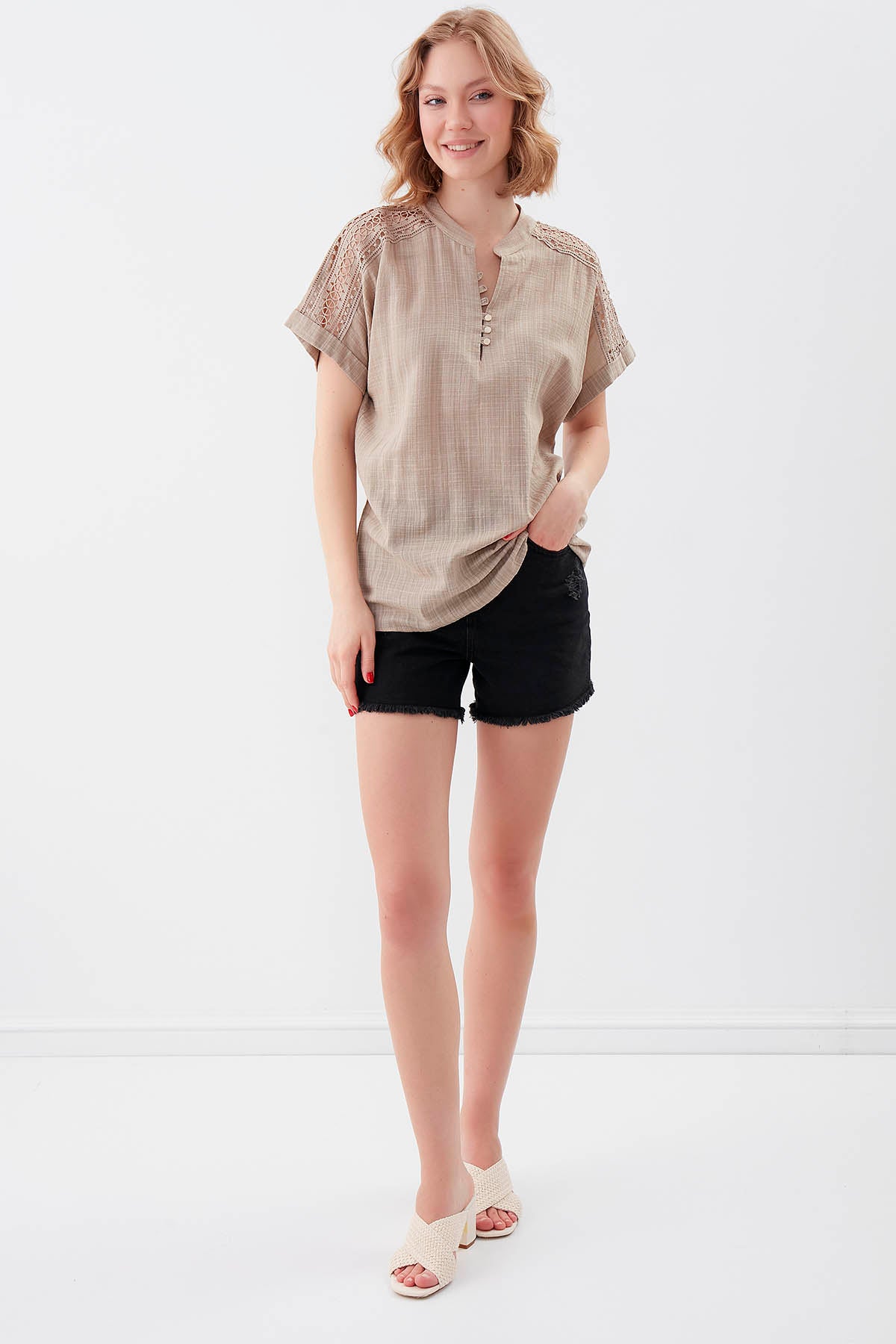 VISCOSE LINEN BLOUSE