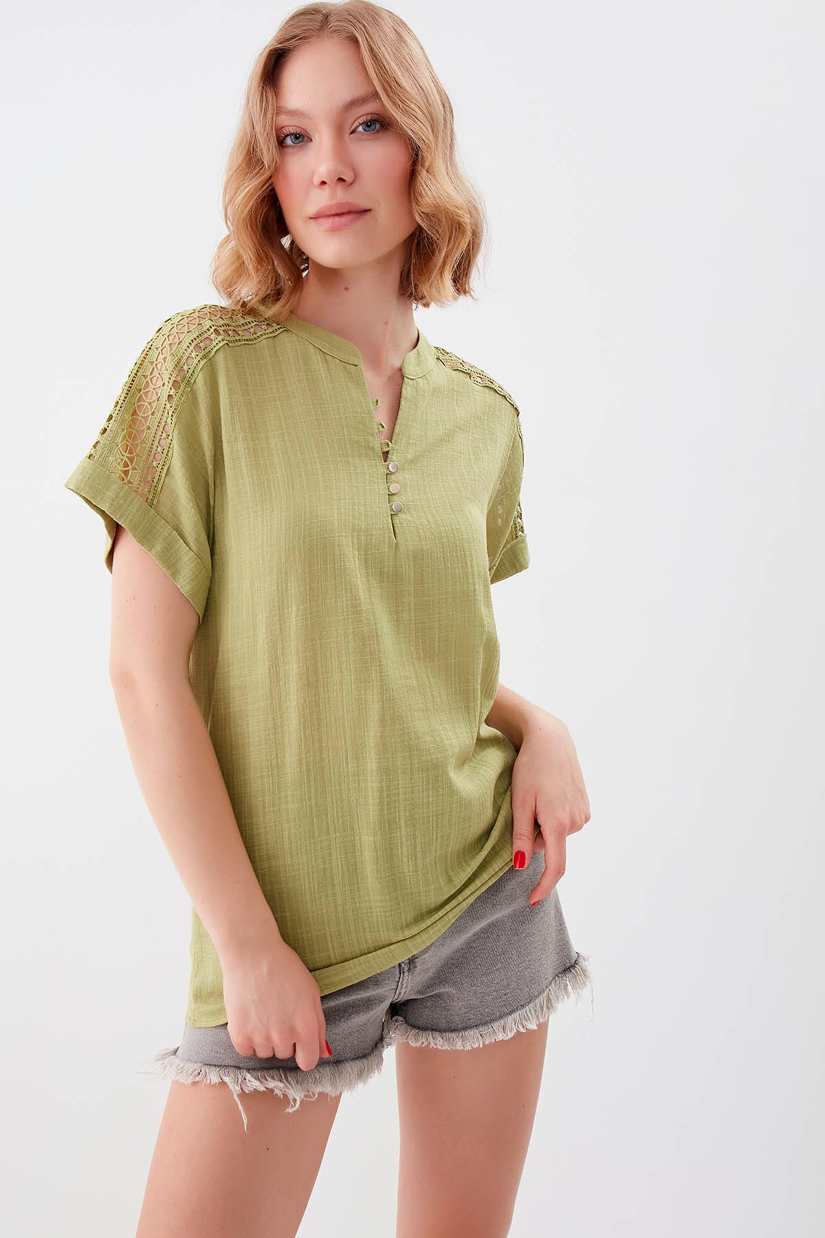 VISCOSE LINEN BLOUSE