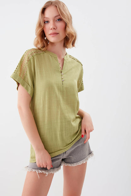VISCOSE LINEN BLOUSE