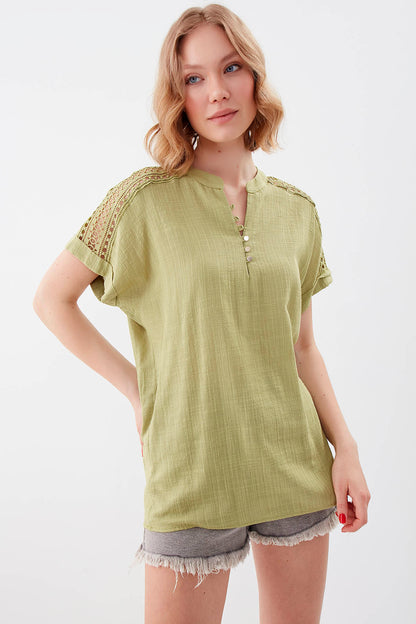 VISCOSE LINEN BLOUSE
