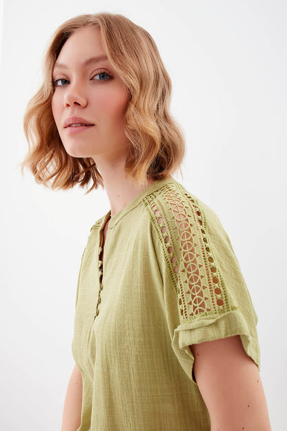 VISCOSE LINEN BLOUSE