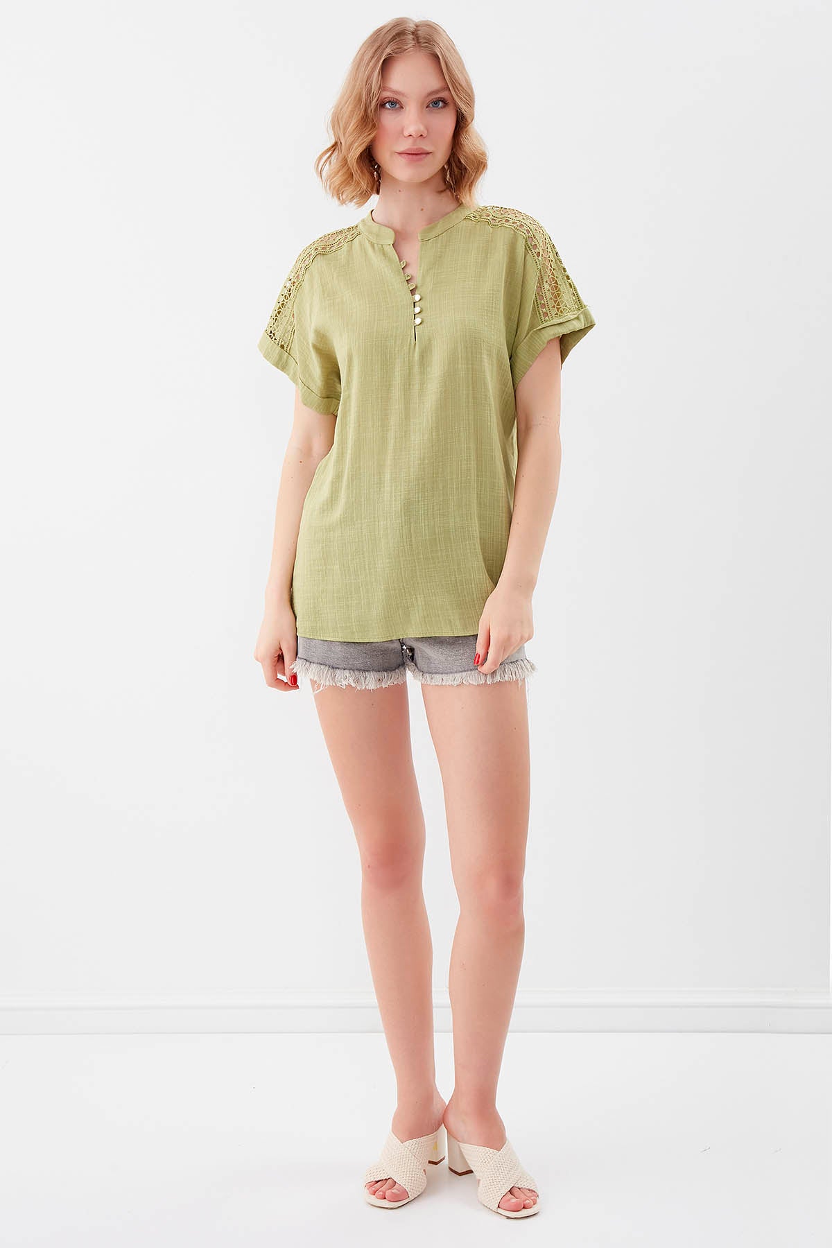 VISCOSE LINEN BLOUSE