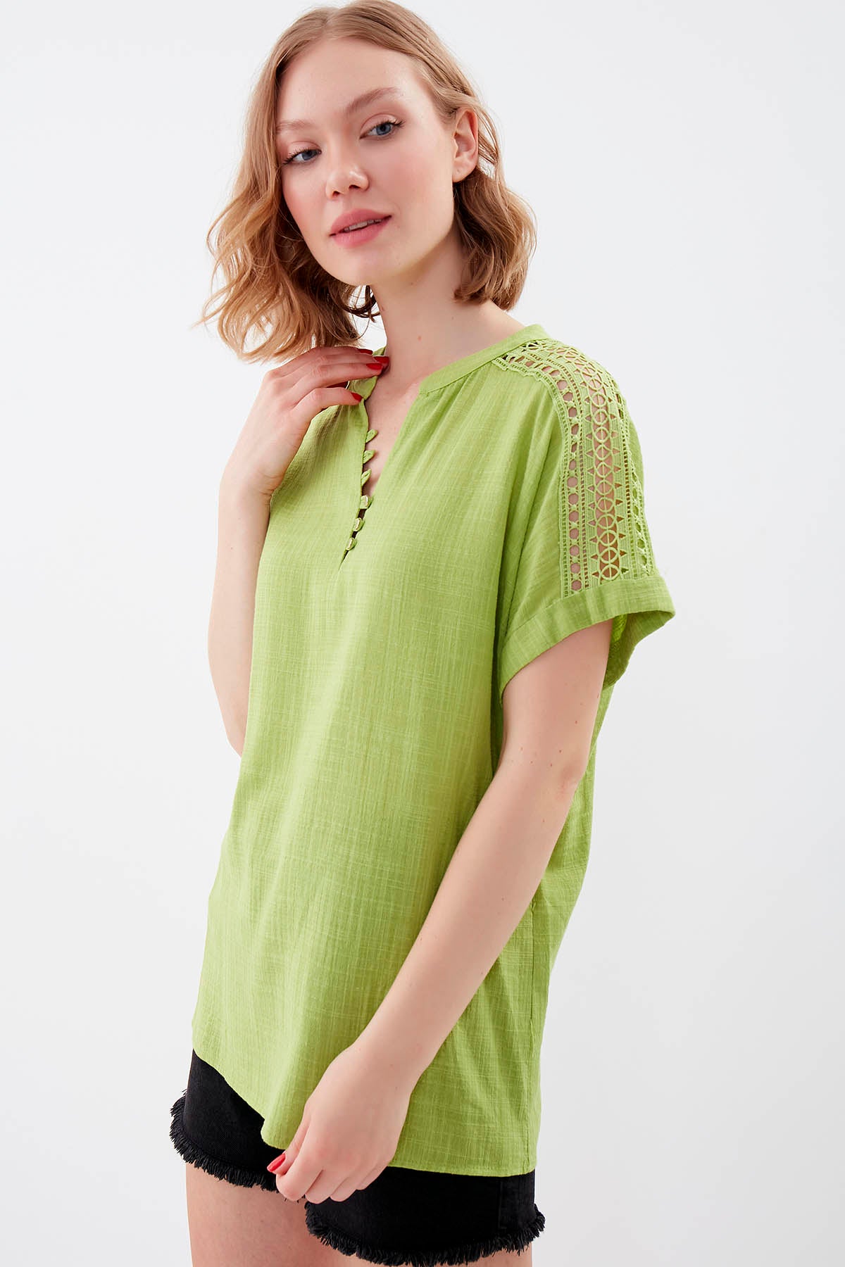 VISCOSE LINEN BLOUSE