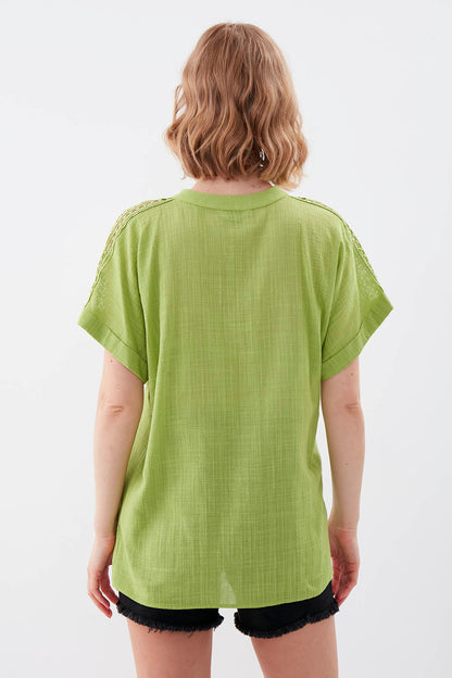 VISCOSE LINEN BLOUSE