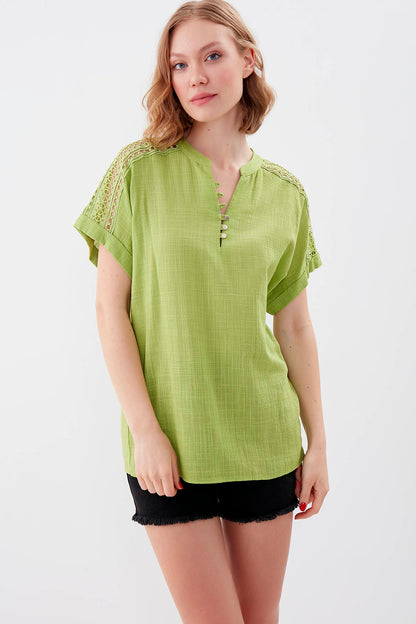 VISCOSE LINEN BLOUSE