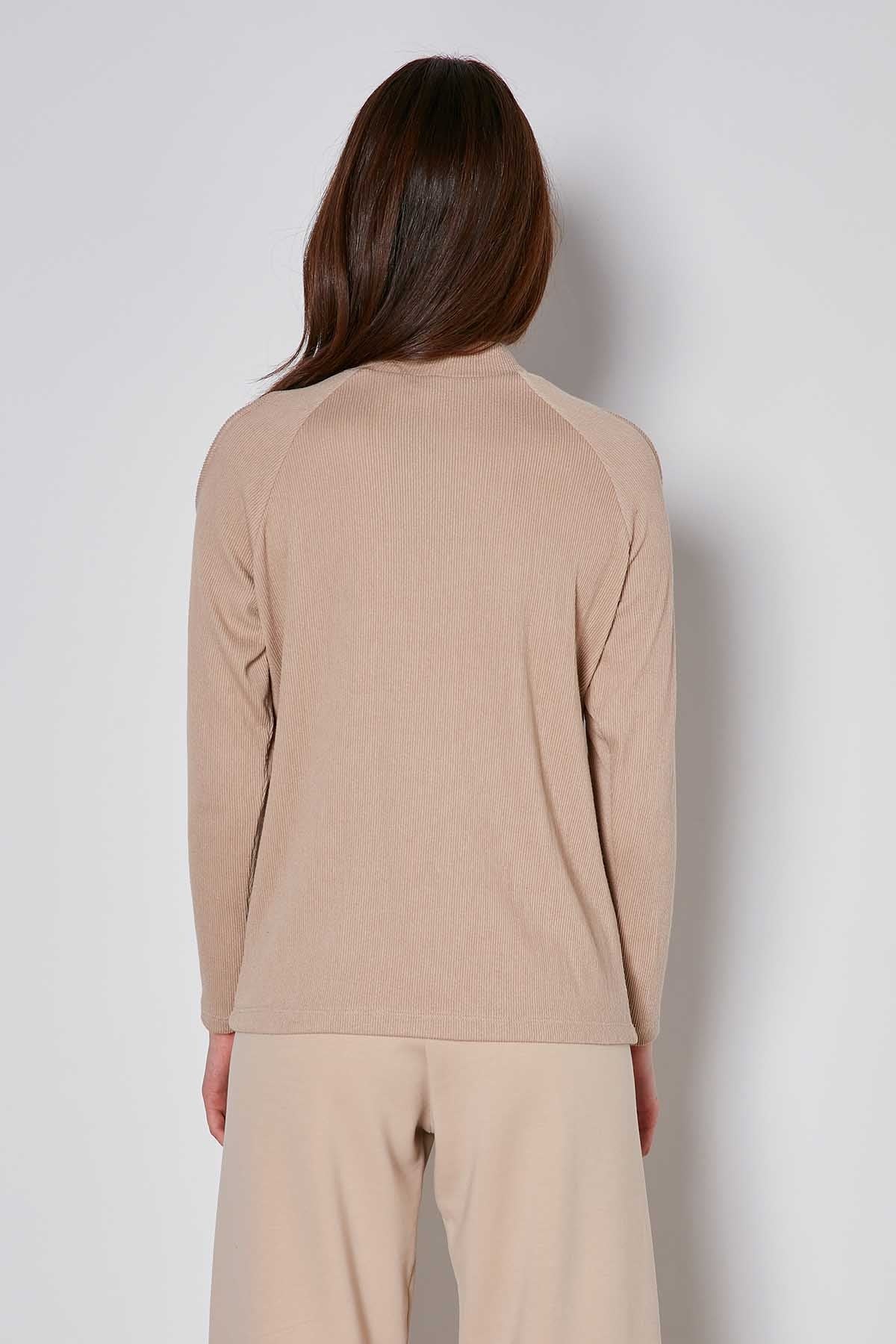 OPEN SHOULDER RAGLAN SLEEVE KNITTED BLOUSE