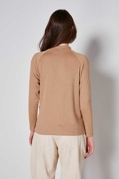 OPEN SHOULDER RAGLAN SLEEVE KNITTED BLOUSE