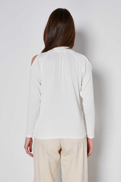 OPEN SHOULDER RAGLAN SLEEVE KNITTED BLOUSE