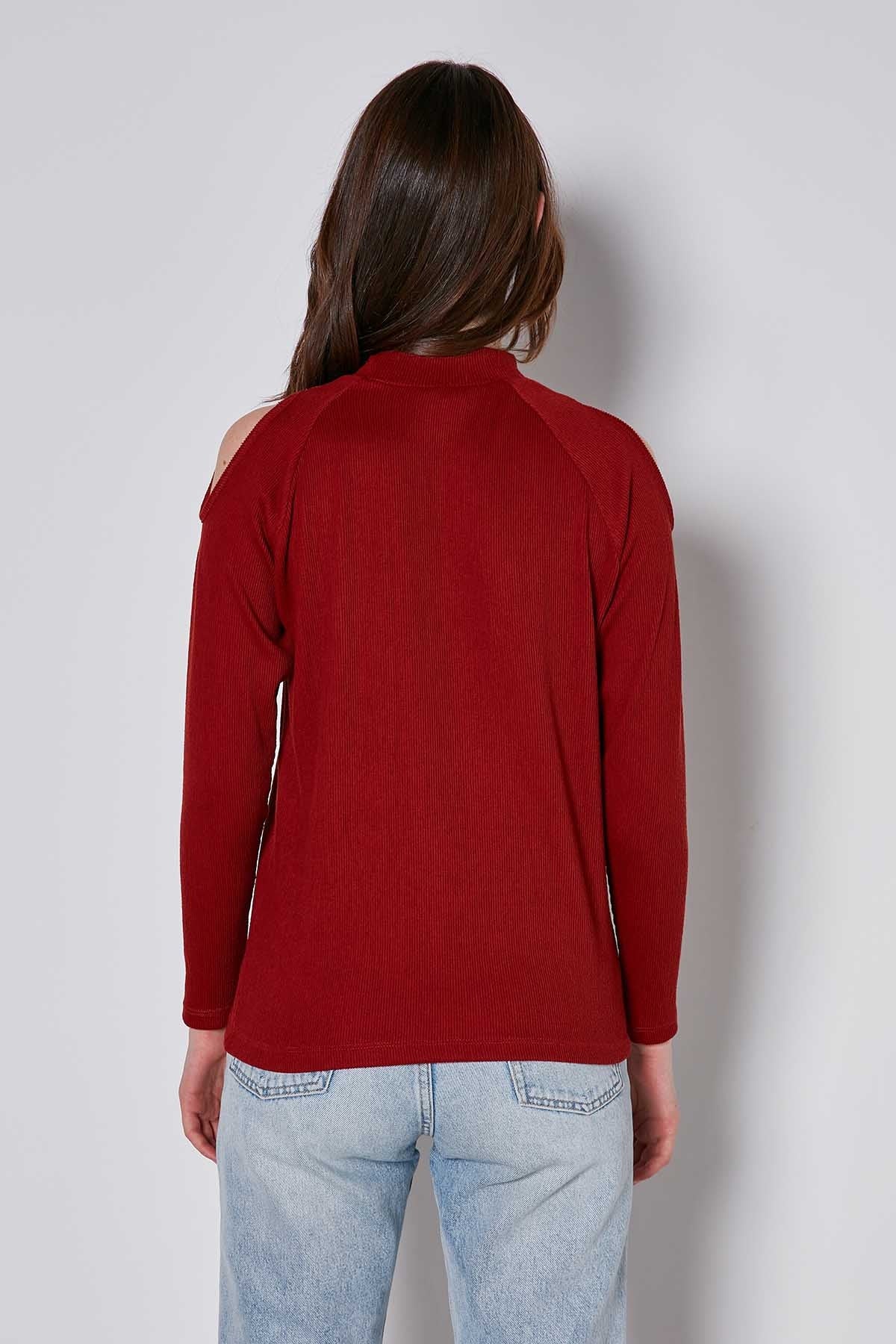 OPEN SHOULDER RAGLAN SLEEVE KNITTED BLOUSE