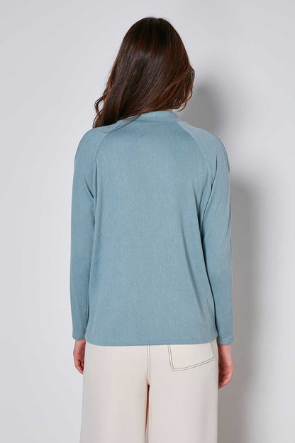 OPEN SHOULDER RAGLAN SLEEVE KNITTED BLOUSE