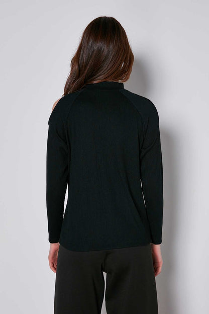 OPEN SHOULDER RAGLAN SLEEVE KNITTED BLOUSE