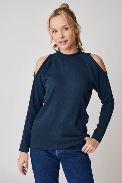 OPEN SHOULDER RAGLAN SLEEVE KNITTED BLOUSE