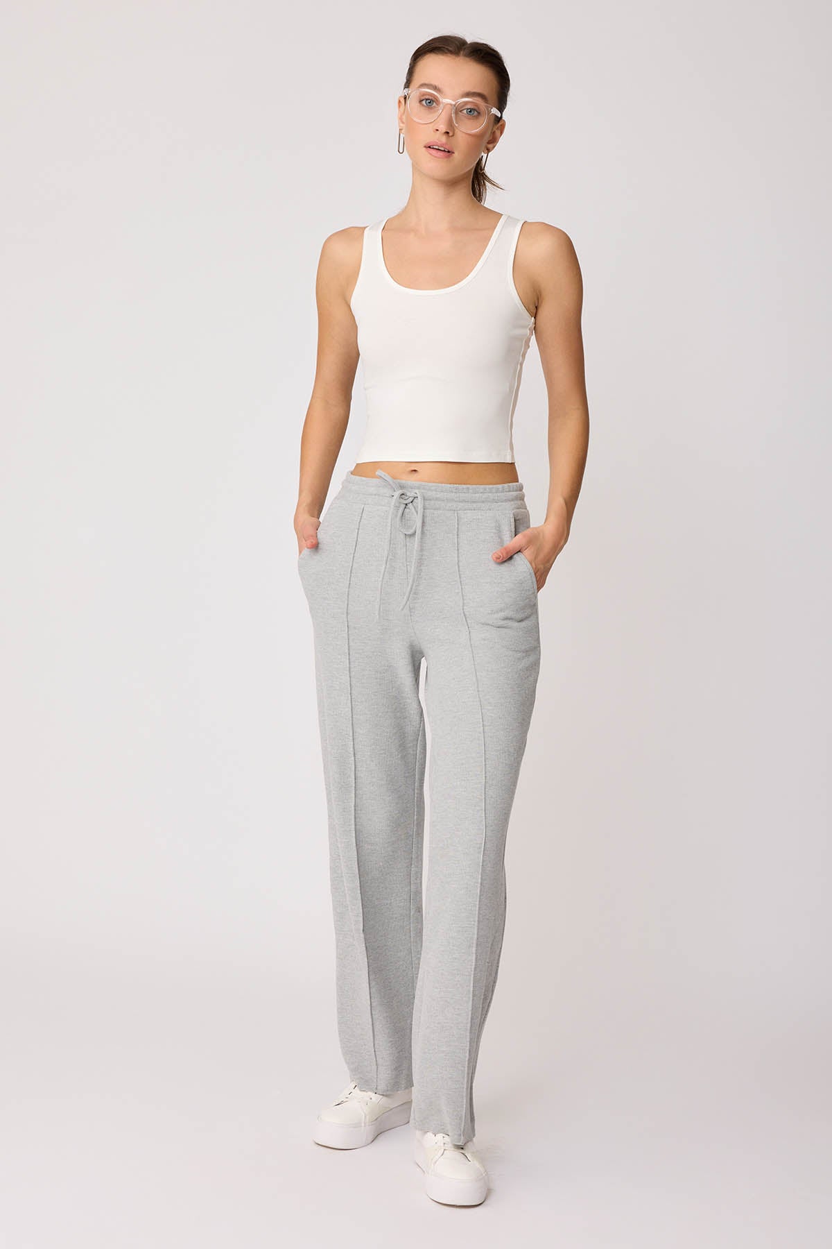 FRONT-STITCHED LOOSE TRACKSUIT TROUSERS