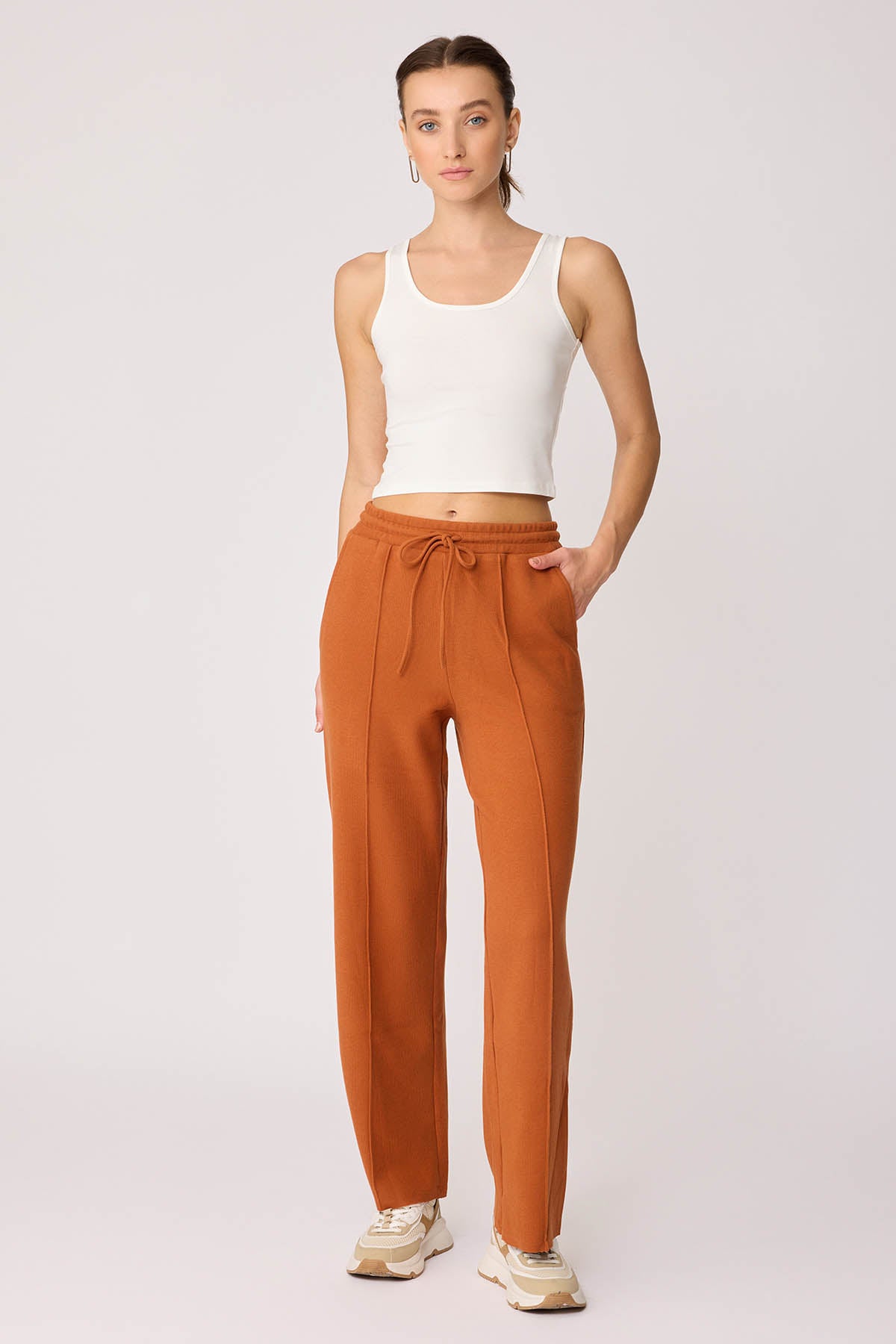FRONT-STITCHED LOOSE TRACKSUIT TROUSERS
